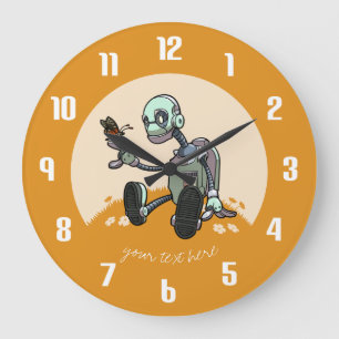 Neugieriger Roboter sieht seinen ersten Butterfly- Große Wanduhr