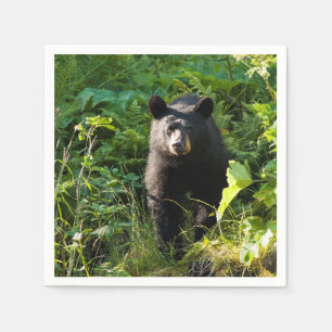 Neugieriger schwarzer Bär Serviette
