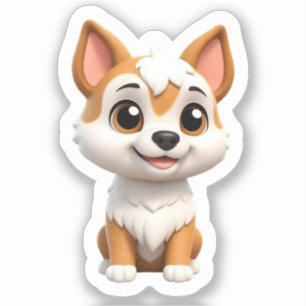 Neugieriger Shiba-Welpe Aufkleber