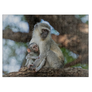 Neugieriger Vervet-Meerkatze – Naturkunst Schneidebrett