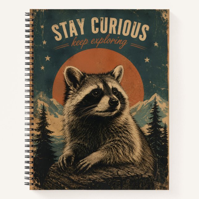 Neugieriger Waschbär Vintage  Notizbuch (Vorderseite)