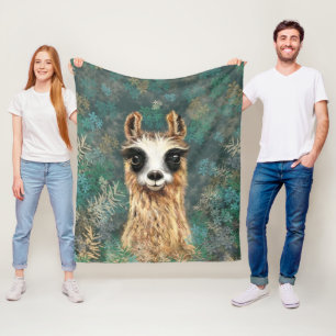 Neugieriges Baby-Lama Lustige Fleece-Decke Fleecedecke