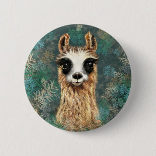 Neugieriges Baby Llama - Niedlich Button