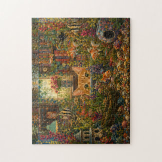 Neugieriges Katzen-Aquarium-Aquarell-Puzzle | Wh
