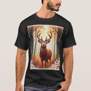 Neugieriges Rotwild in einem ruhigen T - Shirt