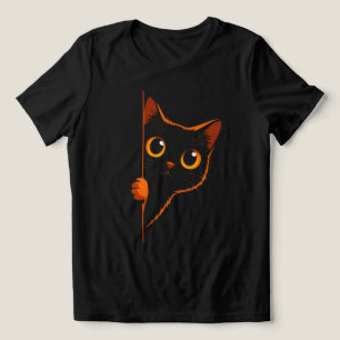 Neugieriges schwarzes Katze schaut hervor Damen Mi Tri-Blend Shirt
