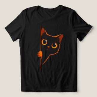 Neugieriges schwarzes Katze schaut hervor Damen Mi Tri-Blend Shirt