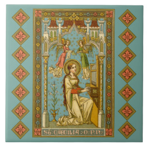 Neugotische Hl. Cäcilia von Rom (BNG 02) Fliese