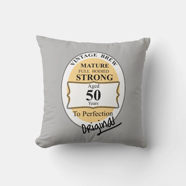 Neuheit 50. Meilenstein Geburtstag Funny BeerLabel Kissen (Vorderseite)