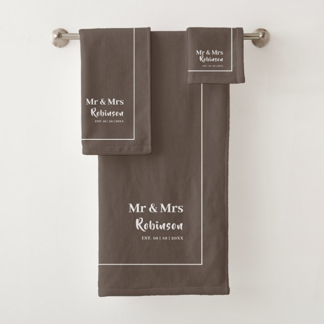 Neuigkeiten Mr. & Mrs. Personalisiert Bath Handtuc Badhandtuch Set (Insitu)