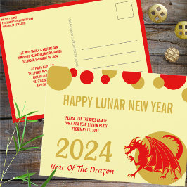 Neujahr 2024 Party des Roten Drachen oder Gruß Postkarte