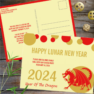 Neujahr 2024 Party des Roten Drachen oder Gruß Postkarte