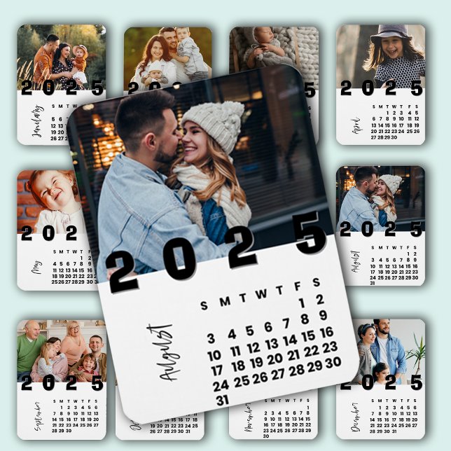Neujahr 2025 August Monat Foto Familie Magnet (New Year 2025 Calendar August Month Family Photo Magnet)