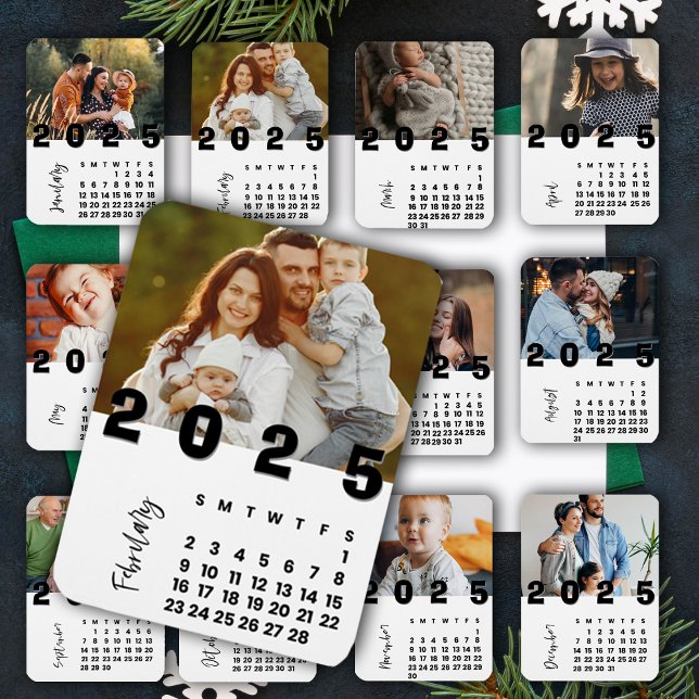 Neujahr 2025 Februar Foto der Kalenderfamilie Magnet (New Year 2025 February Calendar Family Photo Magnet)