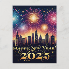 Neujahr 2025 Feuerwerk Feier Postkarte