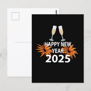 Neujahr 2025 Frohes Neues Jahr Postkarte