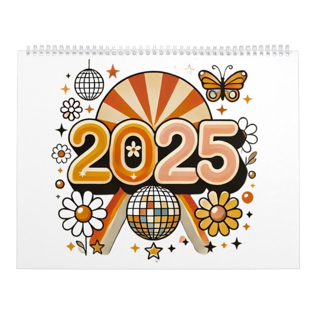 Neujahr 2025 Retro-Feier Kalender (Titelbild)