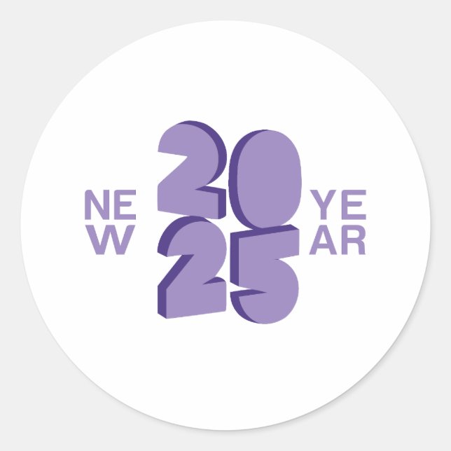 Neujahr 2025 runder aufkleber (Vorderseite)
