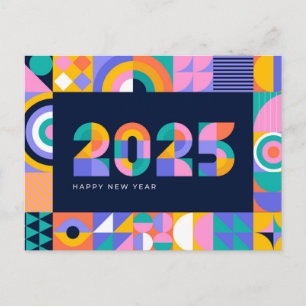 Neujahr 2025 Vibrant Feiertagspostkarte