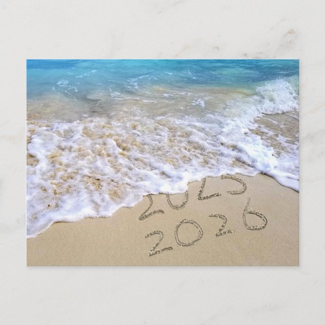 Neujahr 2026 Beach Sand Vielen Dank Postkarte (Vorderseite)