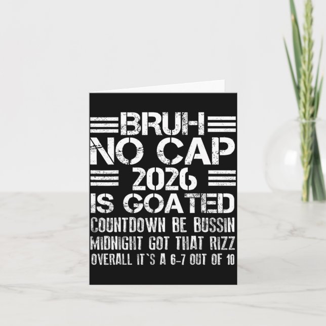 Neujahr 2026 Bruh No Cap Countdown Bussin Lustig R Karte (Vorderseite)