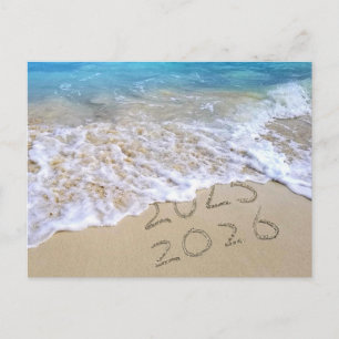 Neujahr 2026 Strand Sand Danke Postkarte
