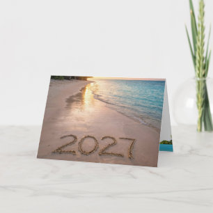 Neujahr 2026 Tropical Beach Karte