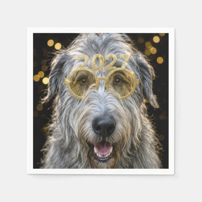 Neujahr 2027 Irischer Wolfshund Serviette (Vorderseite)