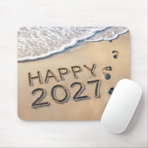Neujahr 2027 Strandfußspuren Mousepad
