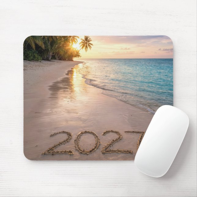 Neujahr 2027 Tropischer Strand Mousepad (Mit Mouse)