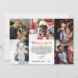 Neujahr 5 Foto-Collage-Gitter Personalisierter Fei Feiertagskarte