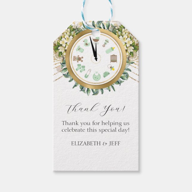 Neujahr Baby Clock Baby Dusche Geschenkanhänger (Vorderseite)
