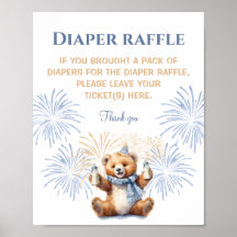 Neujahr Babybärendusche Windeln Raffle-Zeichen
