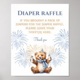 Neujahr Babybärendusche Windeln Raffle-Zeichen Poster