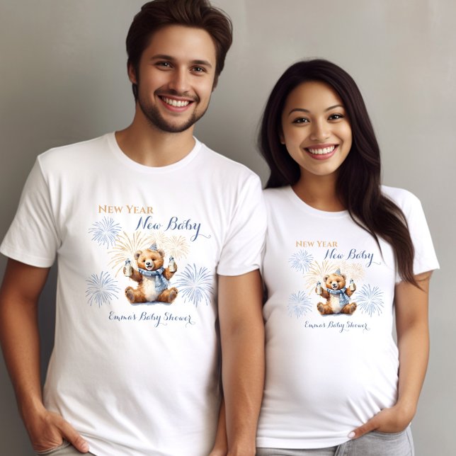 Neujahr Bear Blue Boy Baby Dusche T-Shirt (New Year Bear Blue Boy Baby Shower T-Shirt)