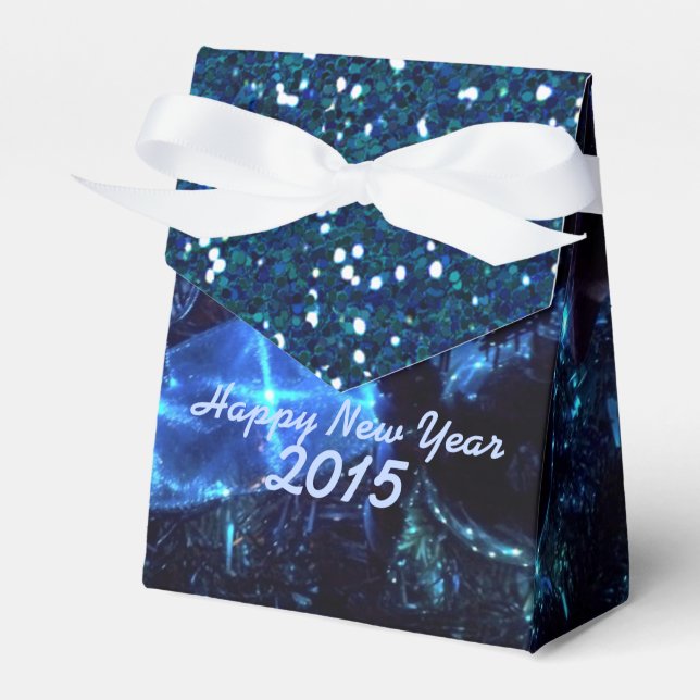 Neujahr - Bluelampen und Glitzer-Muster - Gefällig Geschenkschachtel (Vorderseite)