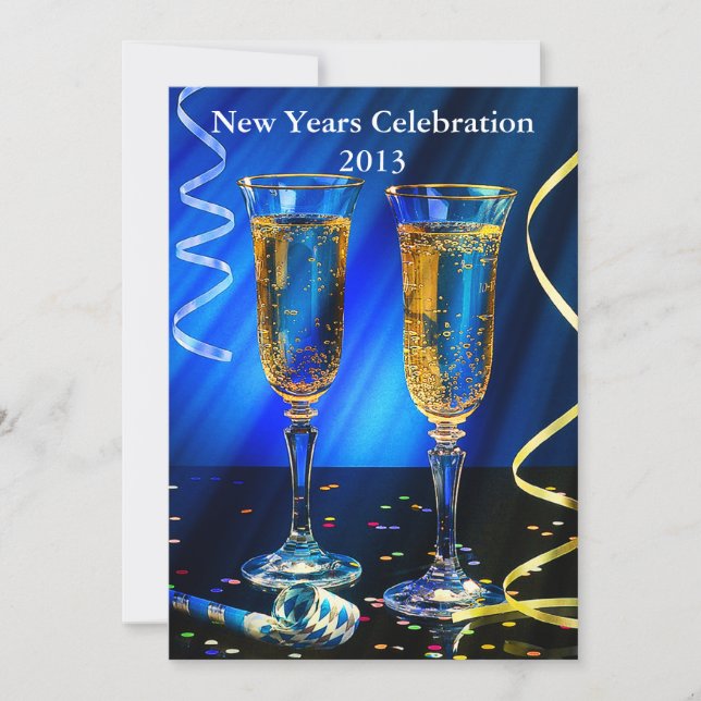 Neujahr Champagner Toast Einladung (Vorderseite)