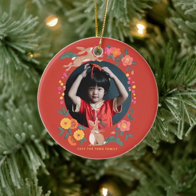 Neujahr des Kaninchen-Fotos Keramik Ornament (Baum)