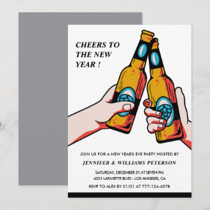 Neujahr Einladung Beer Merry
