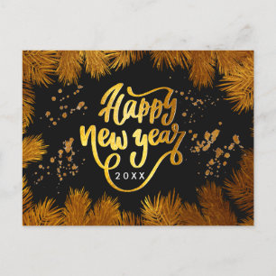 Neujahr Einladung Pine Gold Company Party Postca Postkarte