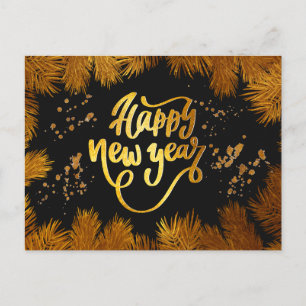 Neujahr Einladung Pine Gold Company Party Postkarte