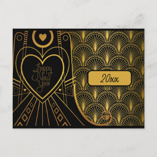 Neujahr Elegant Vintage Art Deco Postkarte