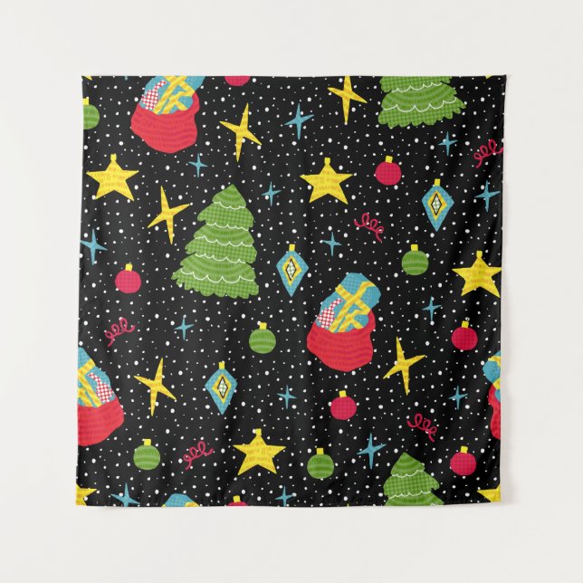 Neujahr feierlich: farbenfroh, nahtlos. wandteppich (Vorderseite)