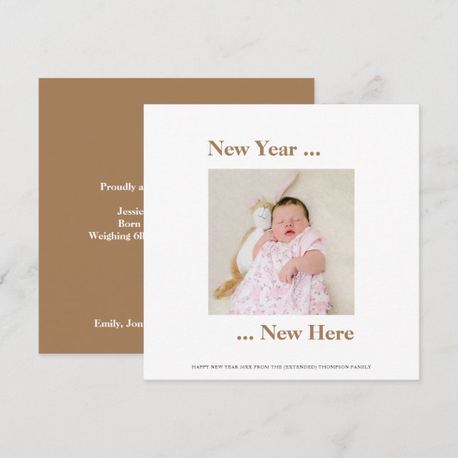 Neujahr Foto Baby kündigt Geburtsholz an (Vorne/Hinten)