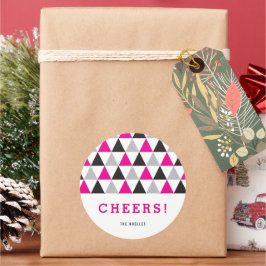 Neujahr Fuchsia Pink Mod Geometric Holiday Runder Aufkleber