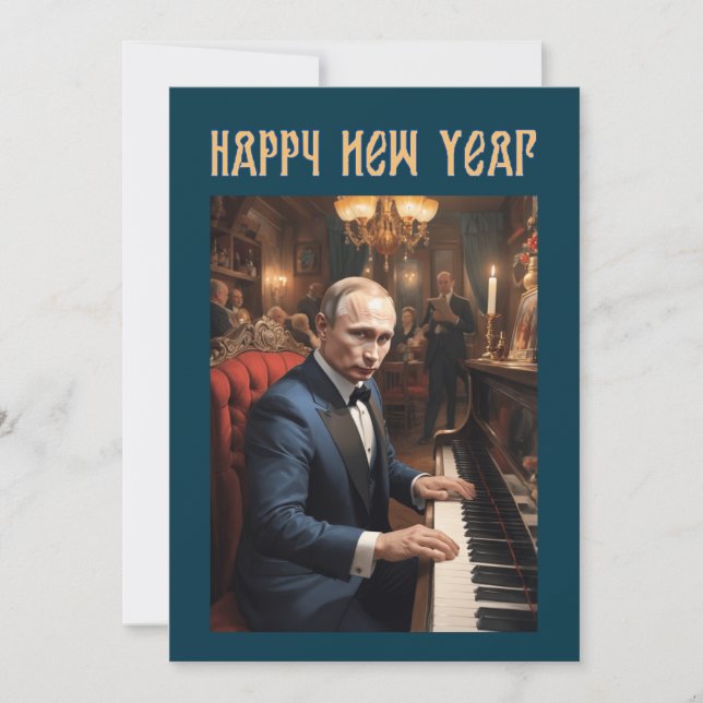 Neujahr Funny Wladimir Putin Russisch Feiertagskarte (Vorderseite)