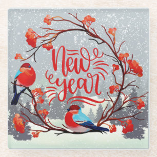 Neujahr Glasuntersetzer