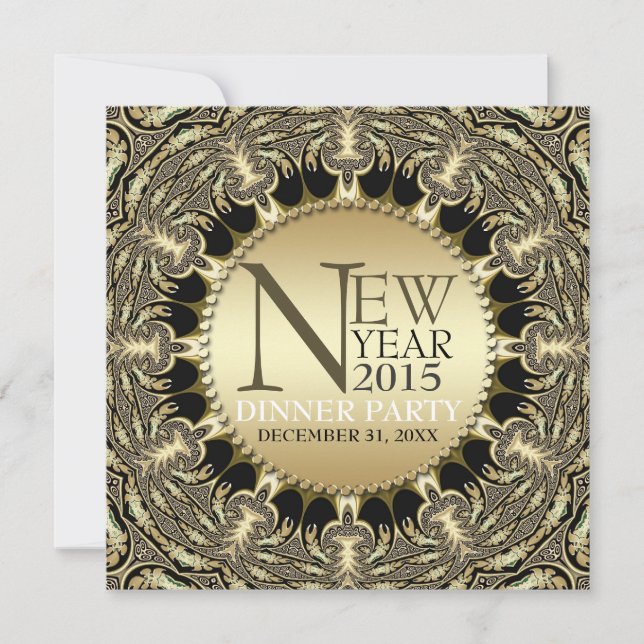 Neujahr Golden Sun Tribal Funky Party Einladungen (Vorderseite)
