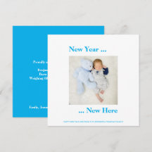 Neujahr hier Foto Baby Boy Ankündigung Blue