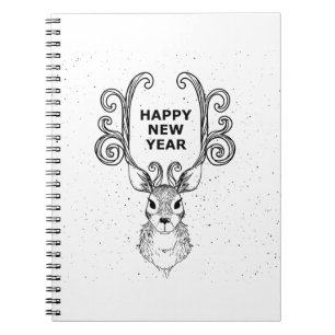 Neujahr Hirschweihnachtsfeiertag Notizblock